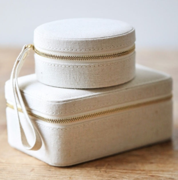 Natural Linen Jewellery Case Rectangular