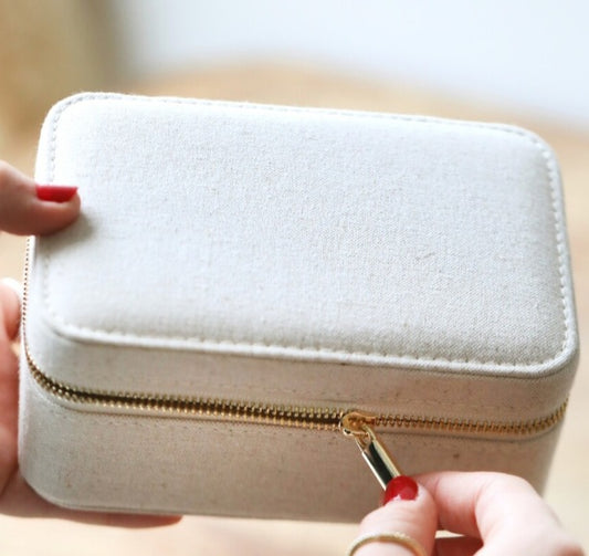 Natural Linen Jewellery Case Rectangular
