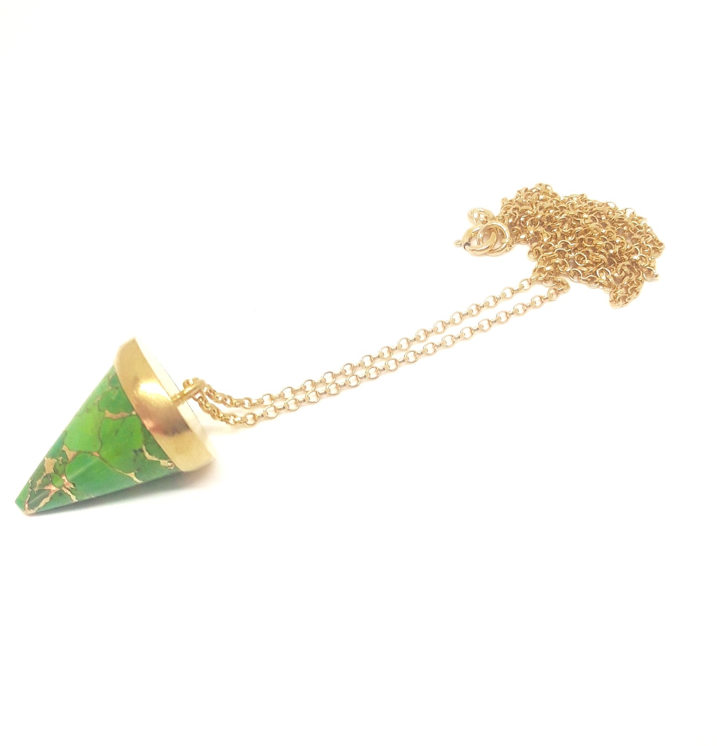 Kingman Turquoise with Bronze Veins Cone Gold Vermeil Pendant
