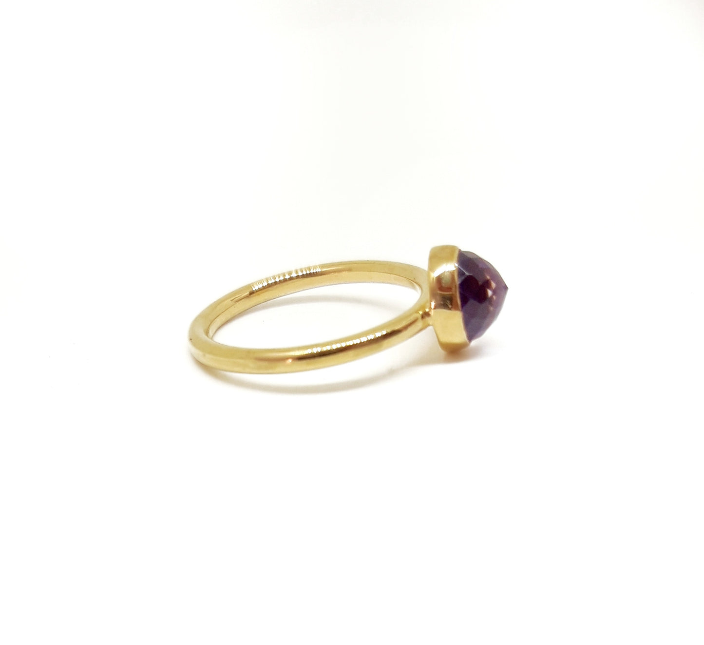 Checkerboard Amethyst Bullet Ring