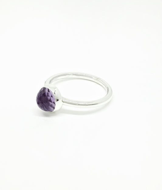 Checkerboard Amethyst Bullet Ring