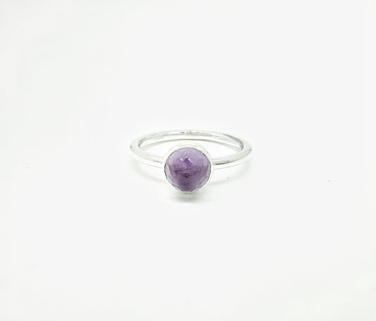 Checkerboard Amethyst Bullet Ring